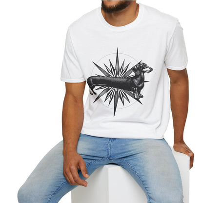 "Go North" Black & Tan Smooth-Haired Dachshund Unisex Softstyle T-Shirt