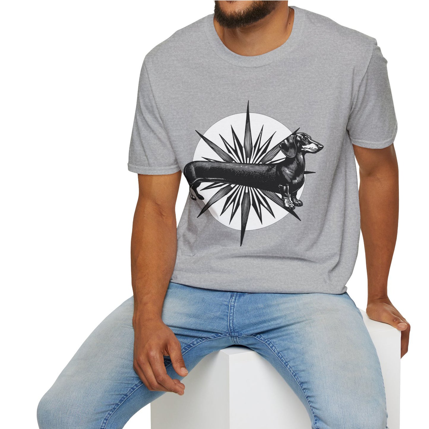 "Go North" Black & Tan Smooth-Haired Dachshund Unisex Softstyle T-Shirt