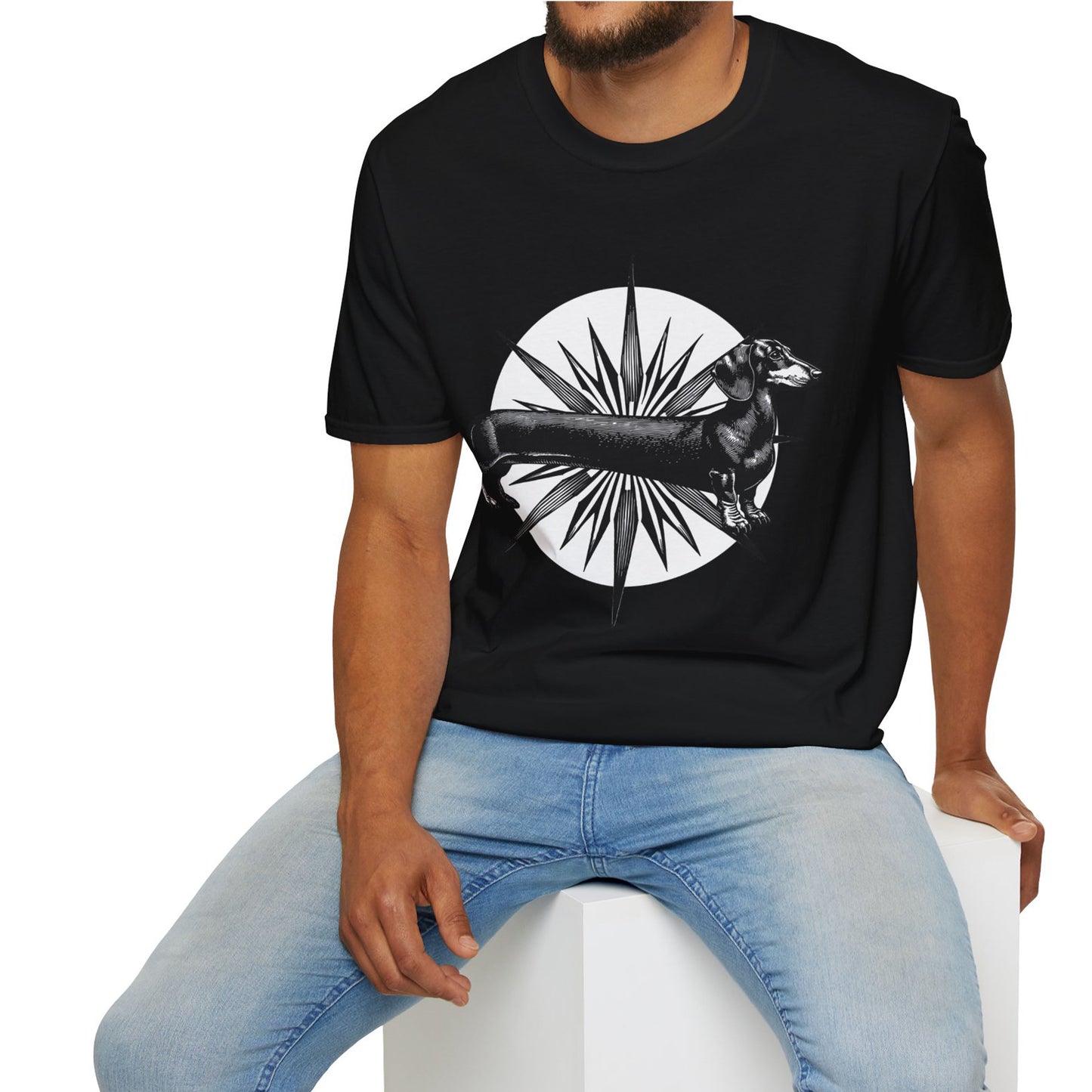 "Go North" Black & Tan Smooth-Haired Dachshund Unisex Softstyle T-Shirt