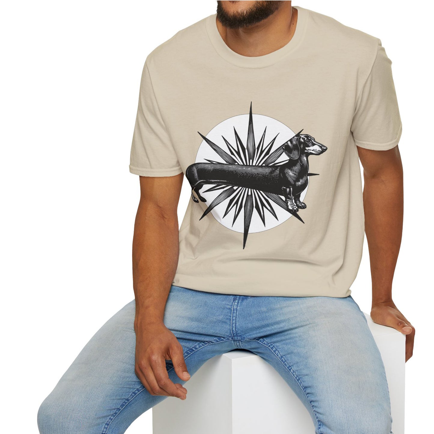 "Go North" Black & Tan Smooth-Haired Dachshund Unisex Softstyle T-Shirt