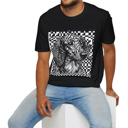"Long Checked" Long-Haired Dachshund Unisex Softstyle T-Shirt