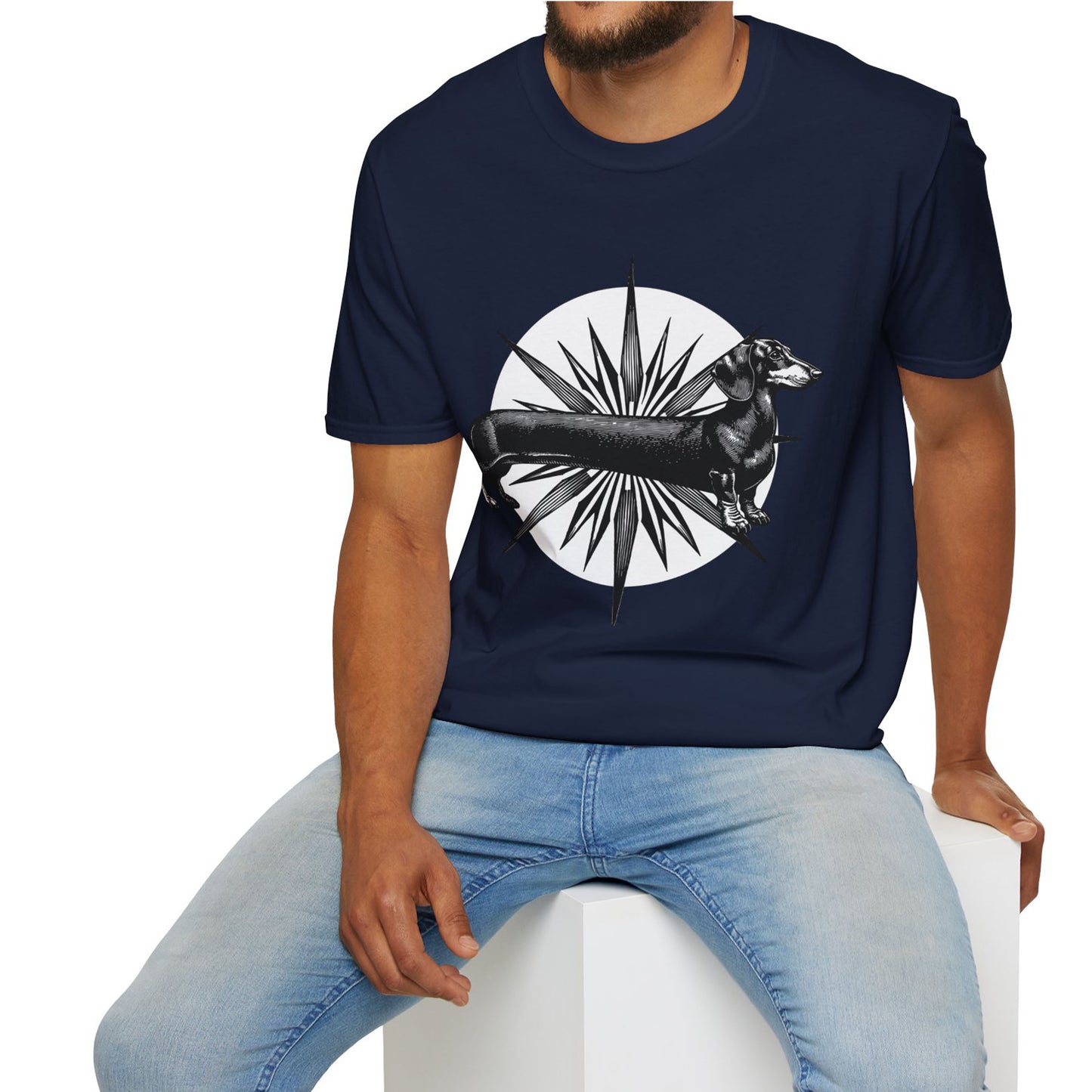 "Go North" Black & Tan Smooth-Haired Dachshund Unisex Softstyle T-Shirt