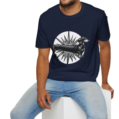 "Go North" Black & Tan Smooth-Haired Dachshund Unisex Softstyle T-Shirt