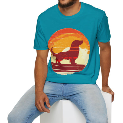 "Long Sunset" Long-Haired Dachshund Unisex Softstyle T-Shirt
