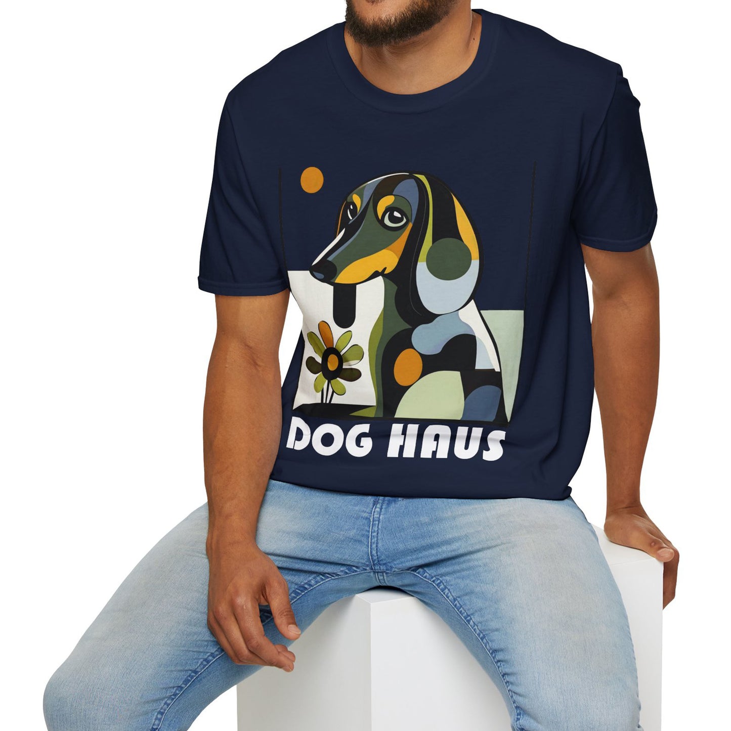"Long Haus" Long-Haired Dachshund Unisex Softstyle T-Shirt