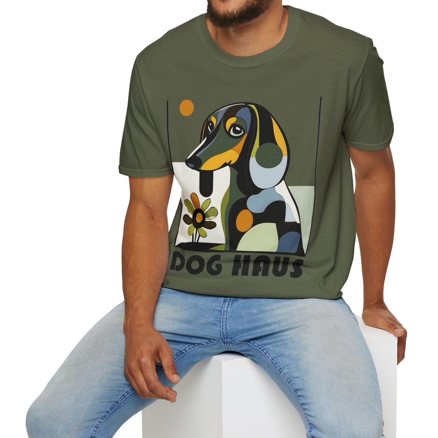 "Long Haus" Long-Haired Dachshund Unisex Softstyle T-Shirt