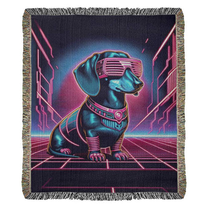 "Astro Paws" Smooth-Haired Dachshund Sci-Fi Inspired Woven Blanket