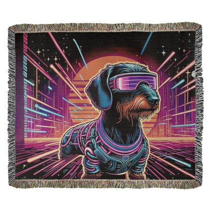 "Warp Drive" Wire-Haired Dachshund Sci-Fi Inspired Woven Blanket