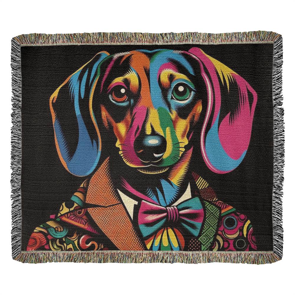 "Warhol" Smooth-Haired Dachshund Artistic Inspired Woven Blanket