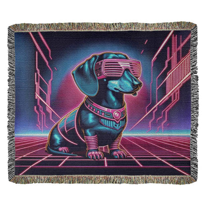 "Astro Paws" Smooth-Haired Dachshund Sci-Fi Inspired Woven Blanket