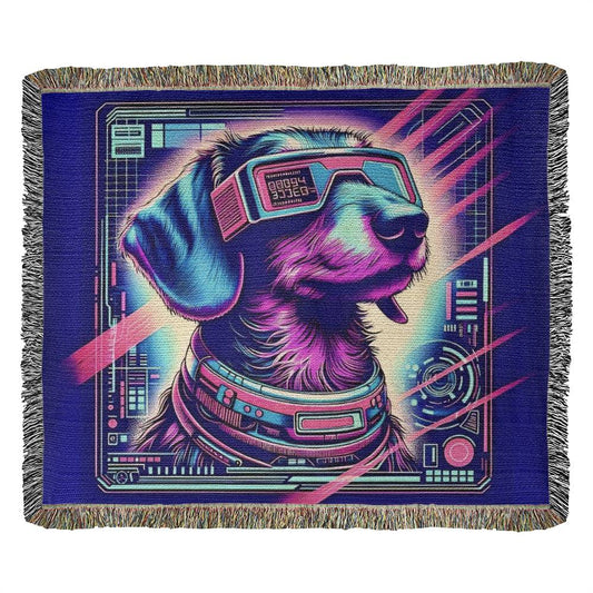 "Dog Byte" Wire-Haired Dachshund Sci-Fi Inspired Woven Blanket