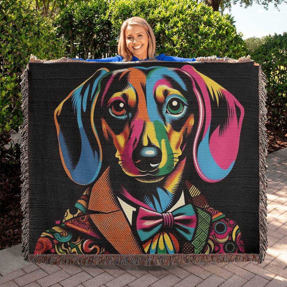 "Warhol" Smooth-Haired Dachshund Artistic Inspired Woven Blanket