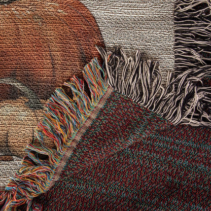 "Pumpkin Spice" Black & Tan Long-Haired Dachshund Autumn Inspired Woven Blanket