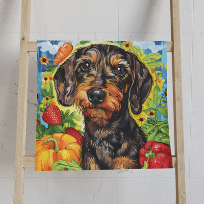 "Farmer's Market" Wire-Haired Dachshund Hand Towel Set