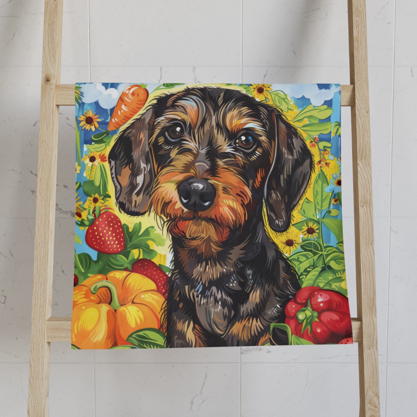 "Farmer's Market" Wire-Haired Dachshund Hand Towel Set