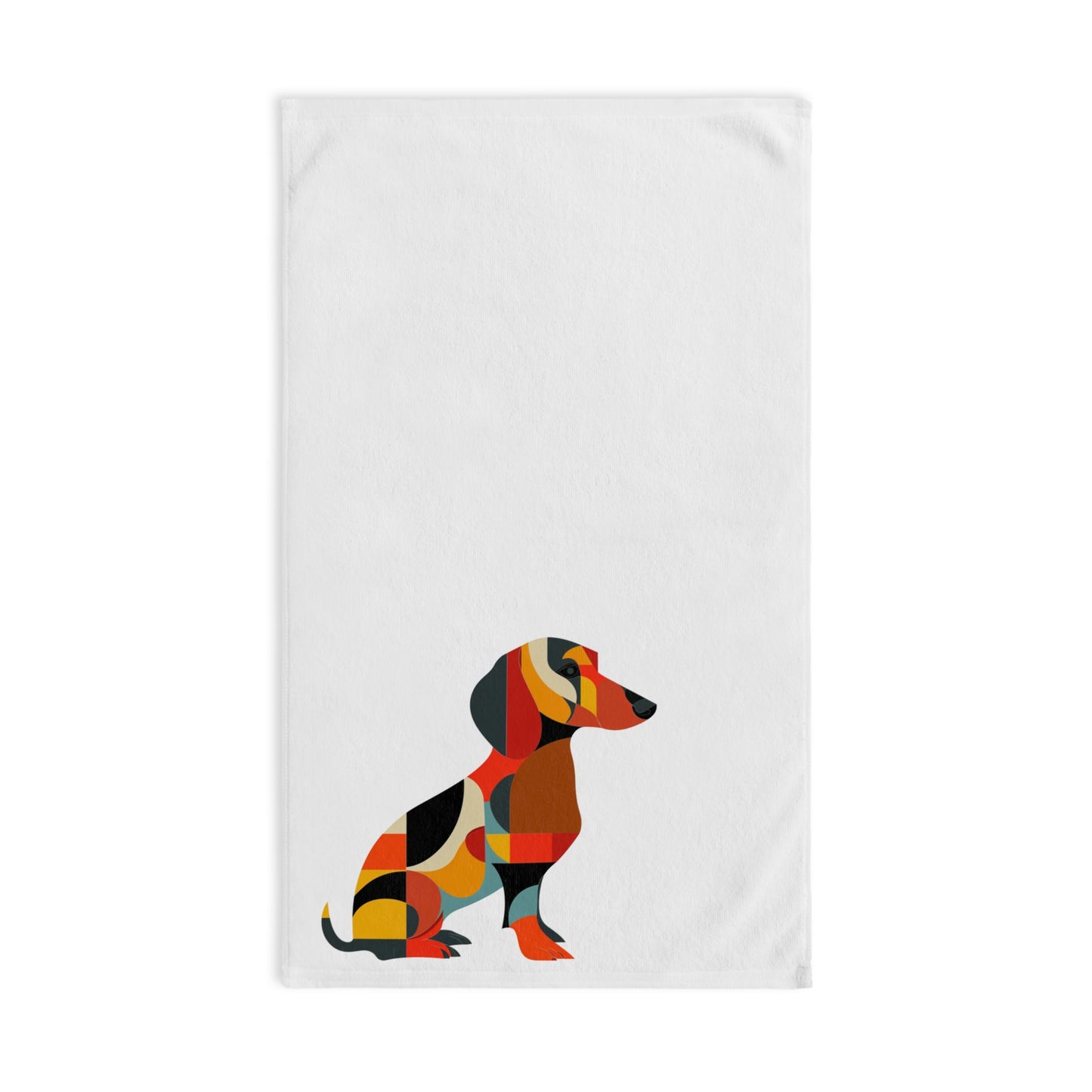 "Deux Modern" Smooth-Haired Dachshund White Hand Towel Set