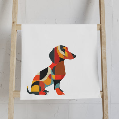 "Deux Modern" Smooth-Haired Dachshund White Hand Towel Set