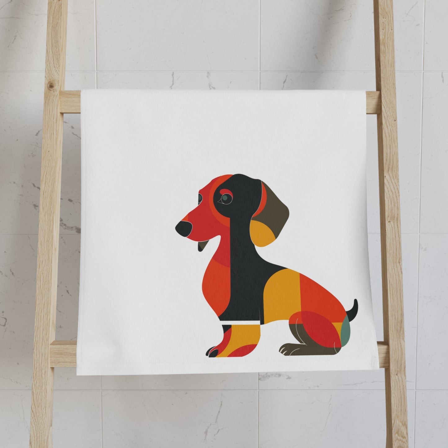 "Deux Modern" Smooth-Haired Dachshund White Hand Towel Set