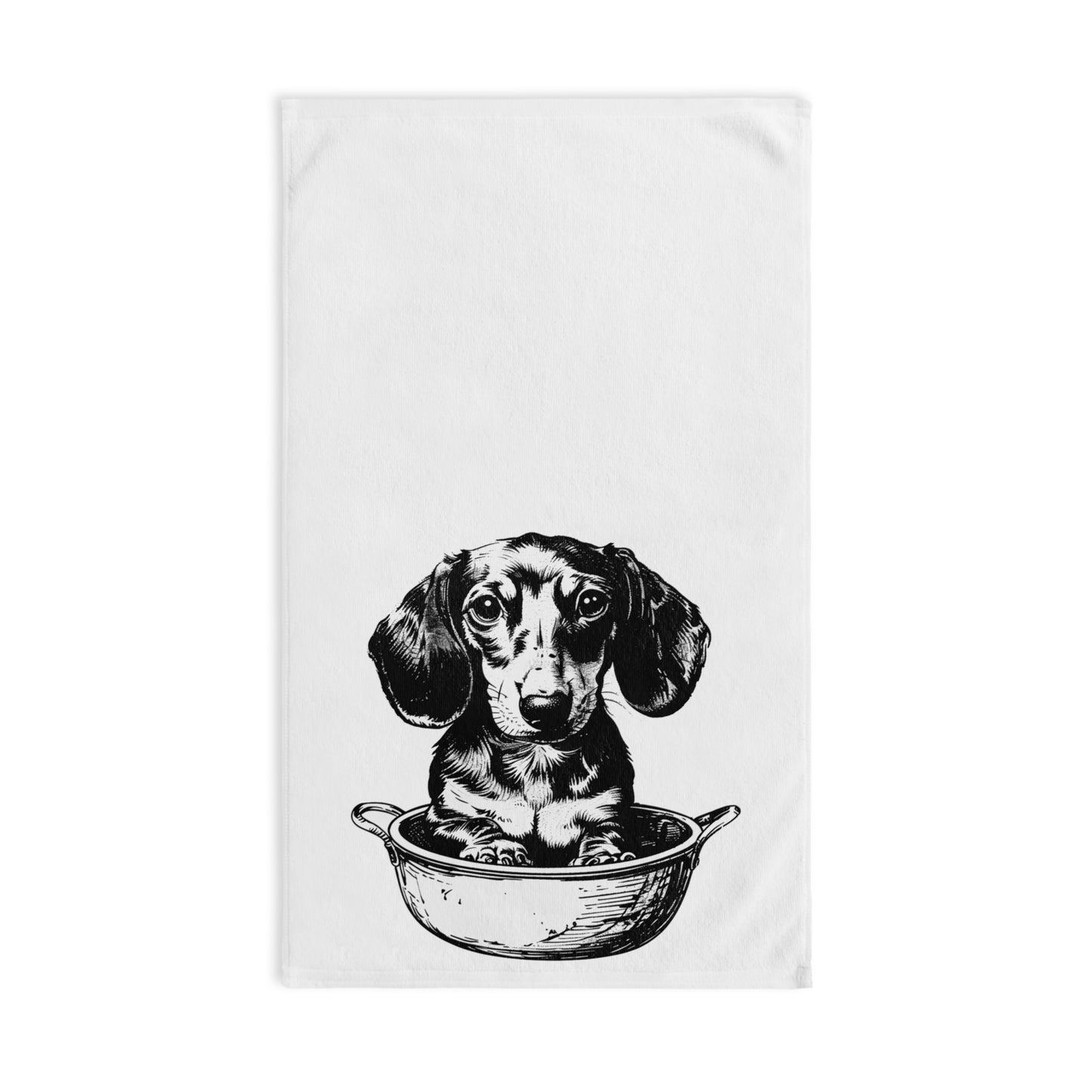 "Soup's On" Smooth-Haired Dachshund White Hand Towel Set