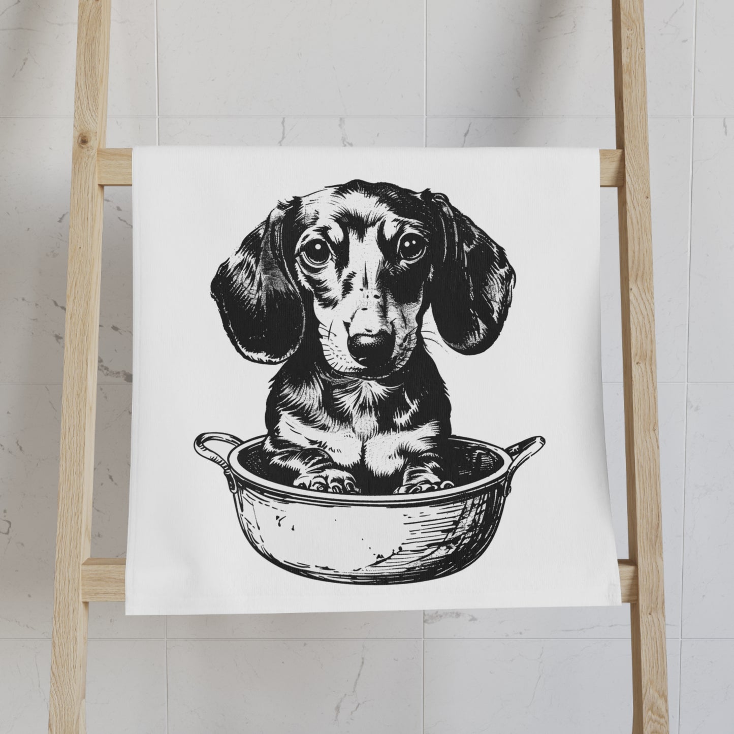 "Soup's On" Smooth-Haired Dachshund White Hand Towel Set