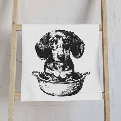 "Soup's On" Smooth-Haired Dachshund White Hand Towel Set