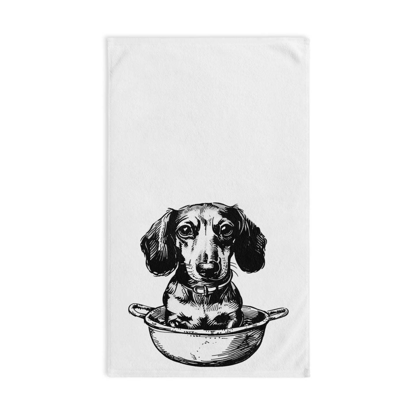 "Soup's On" Smooth-Haired Dachshund White Hand Towel Set