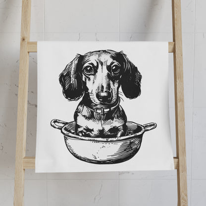 "Soup's On" Smooth-Haired Dachshund White Hand Towel Set