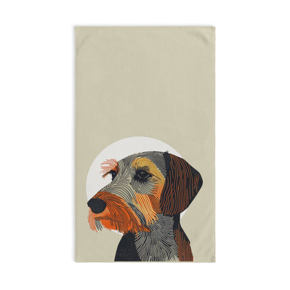 "Spotlight" Wire-Haired Dachshund Tan/White Hand Towel Set