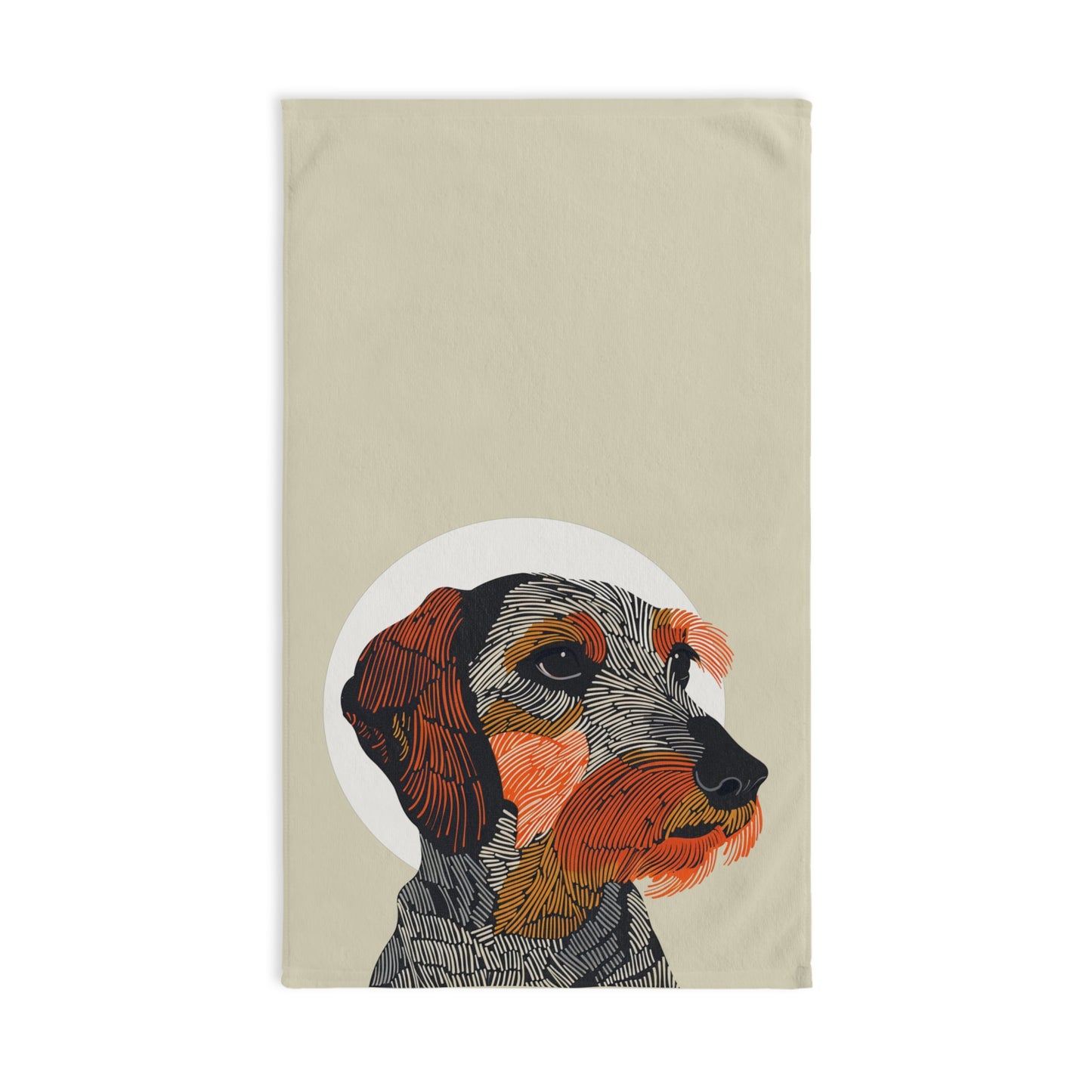 "Spotlight" Wire-Haired Dachshund Tan/White Hand Towel Set