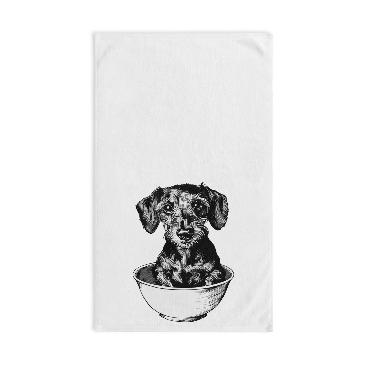 "Wire-Strone" Wire-Haired Dachshund White Hand Towel Set