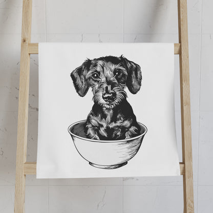 "Wire-Strone" Wire-Haired Dachshund White Hand Towel Set