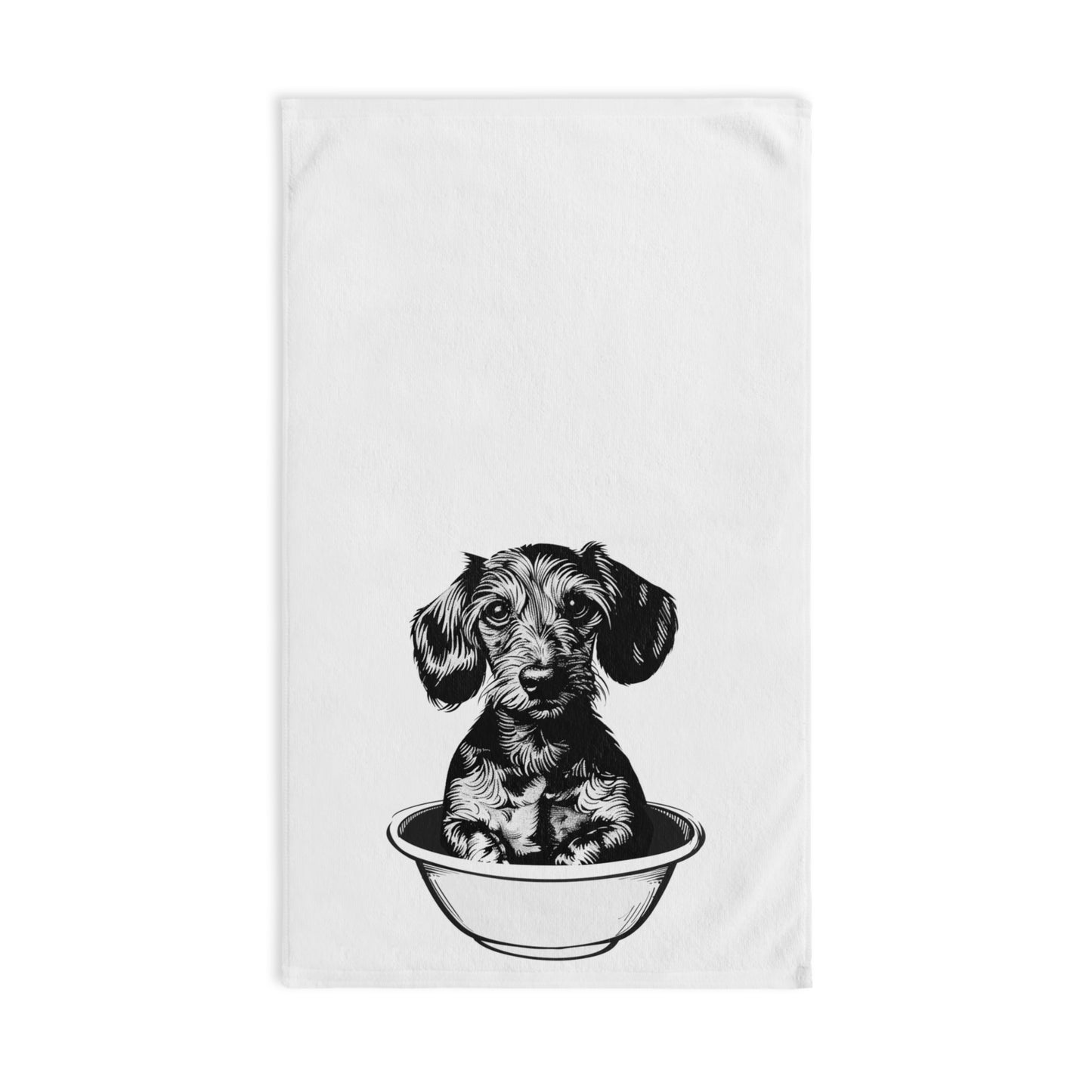 "Wire-Strone" Wire-Haired Dachshund White Hand Towel Set
