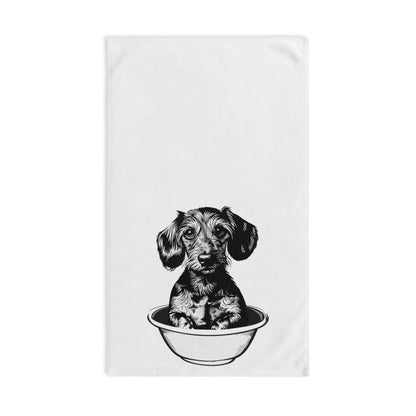 "Wire-Strone" Wire-Haired Dachshund White Hand Towel Set